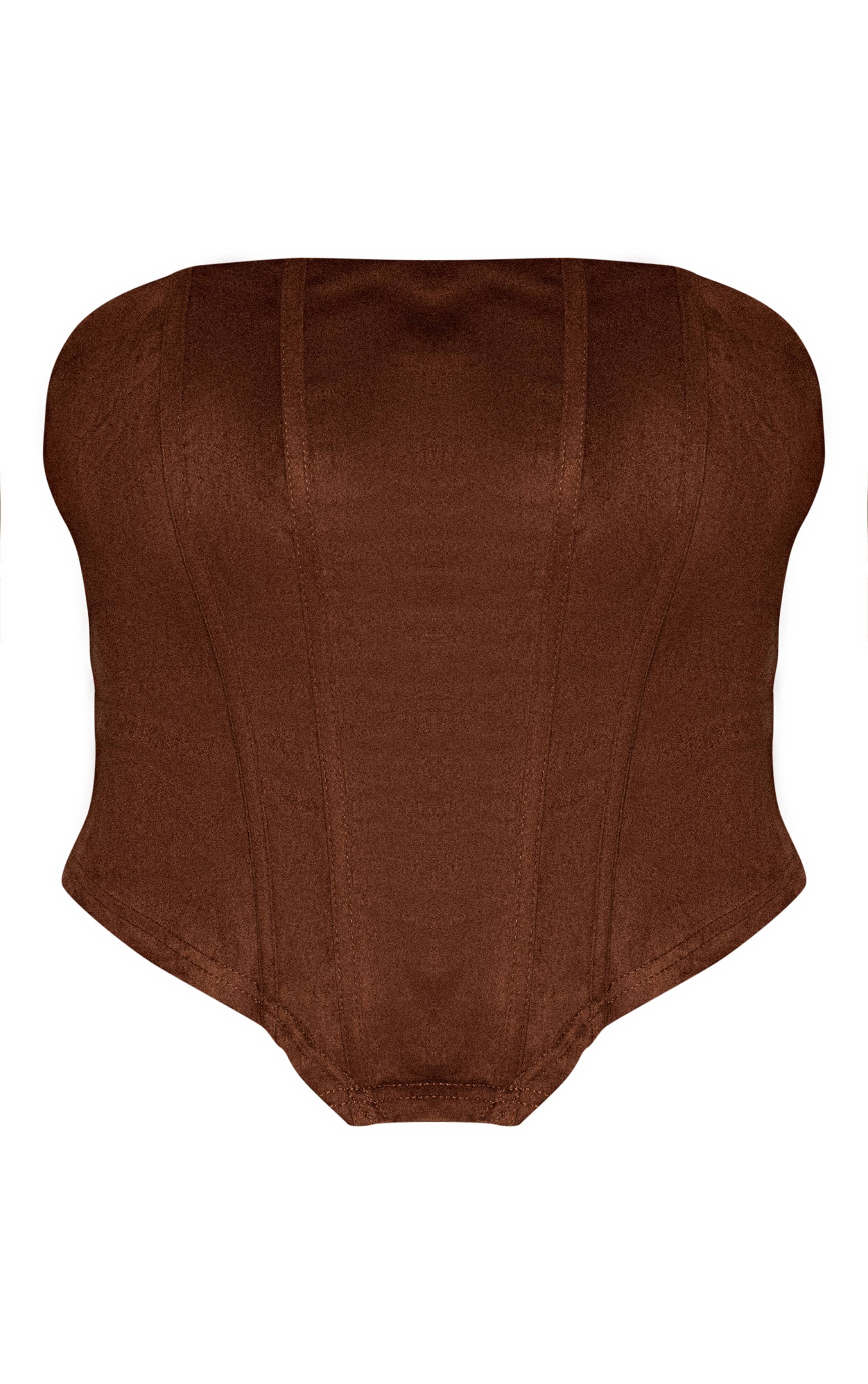 Marron Top Corset En Synthétique Grande Taille