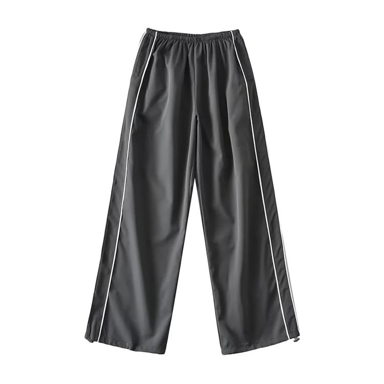 Rosesand - Laag uitgesneden, gestreepte, losvallende, wijde joggingbroek