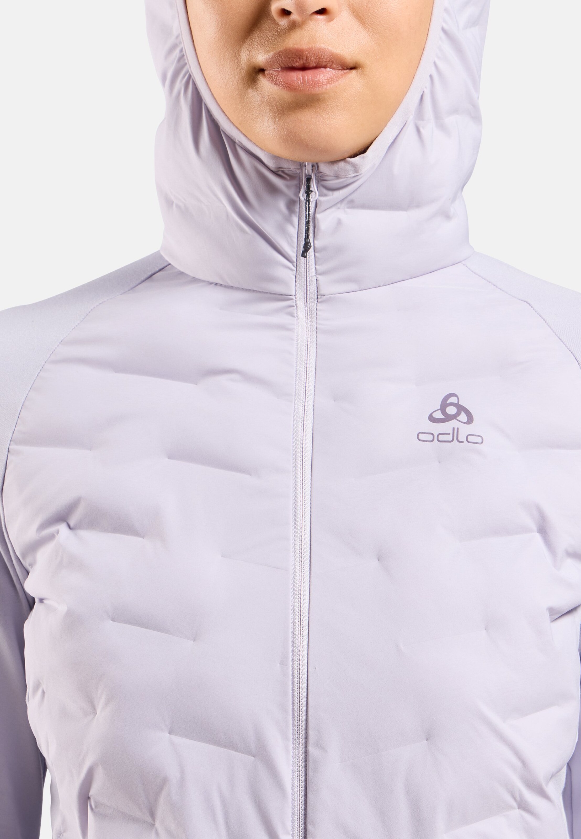 Zeroweight Insulator Hybrid Mid Layer mit Kapuze und Reissverschluss in misty lilac