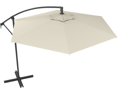 Soluna Lyon zweefparasol, Ø 300 cm, hoogte 257 cm, ecru, inclusief kruisvoet.