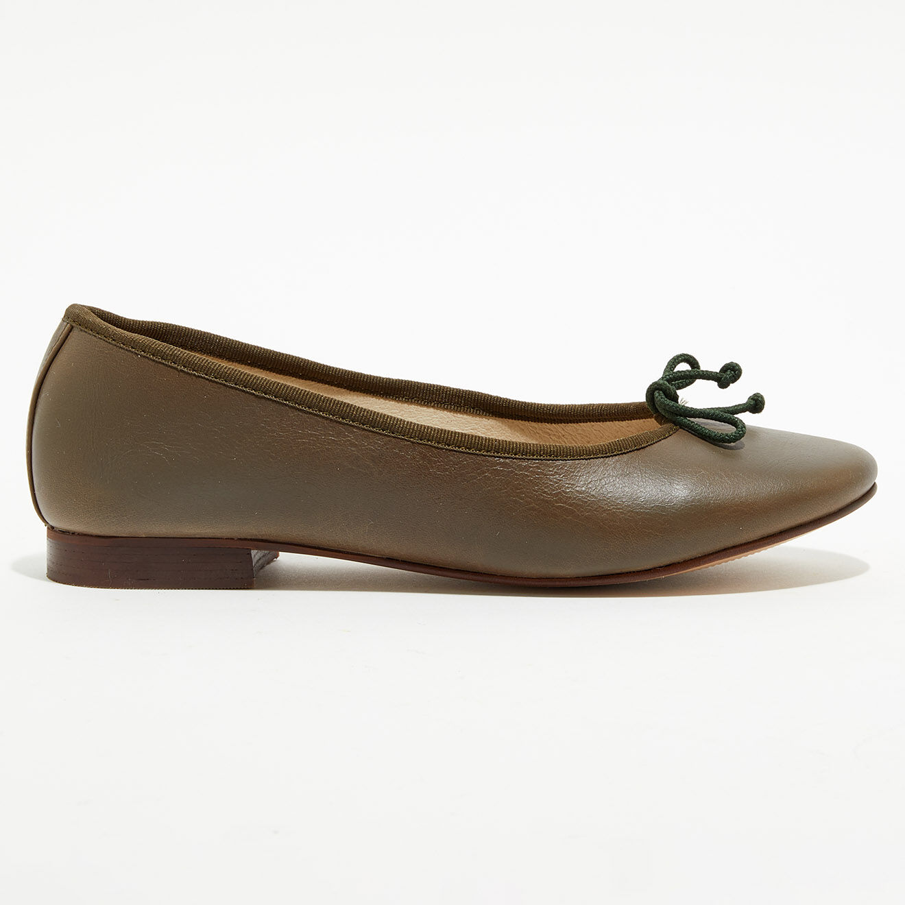 Quartier Latin Ballerines en Cuir Jeanne kaki