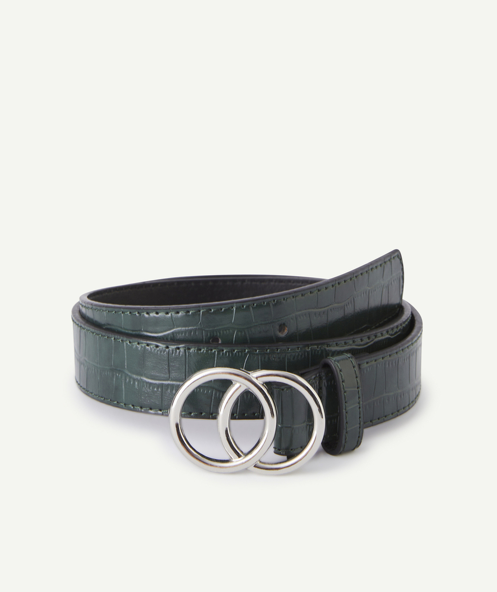 CEINTURE FILLE EN CROCO VERT FONCÉ