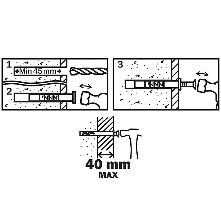 10 chevilles à frapper Diall nylon CS PZ Ø8x80mm