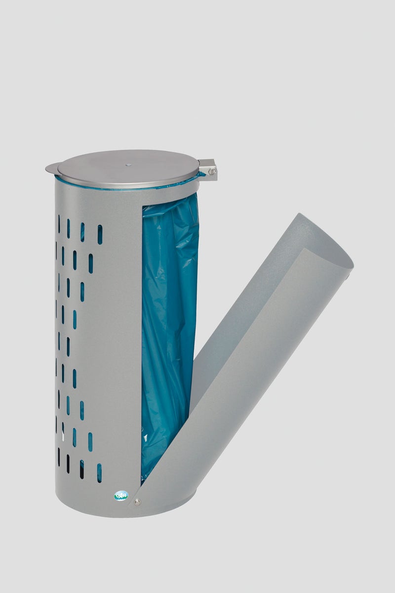 PROREGAL Compacte afvalbak, geperforeerd, met deksel, scharnierende deur, vulopening van 35 cm, hxbxd 85 x 44 x 44 cm, staal, zilver