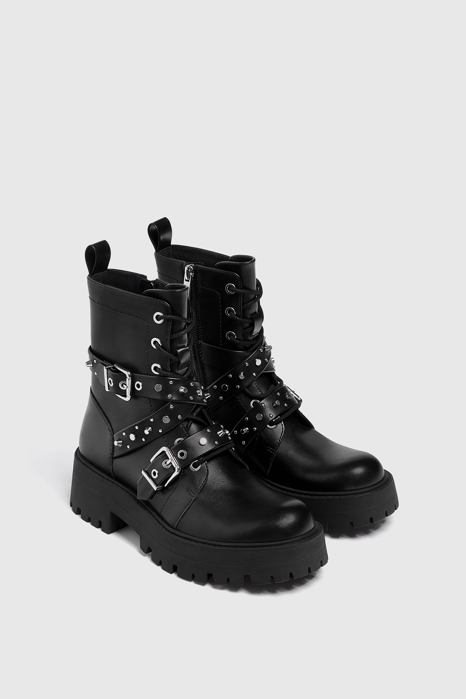 Botas de motociclista com tachas - Pretas