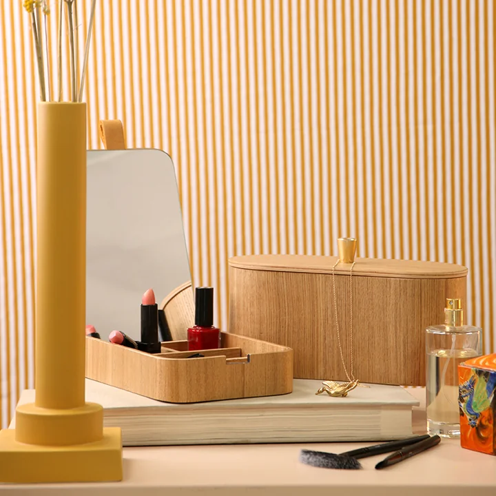 HKliving - Willow Kosmetikbox mit Spiegel, Esche