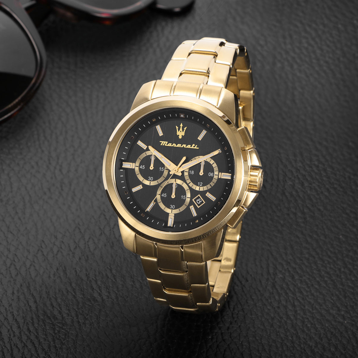 Montre MASERATI homme bracelet acier inoxydable doré jaune