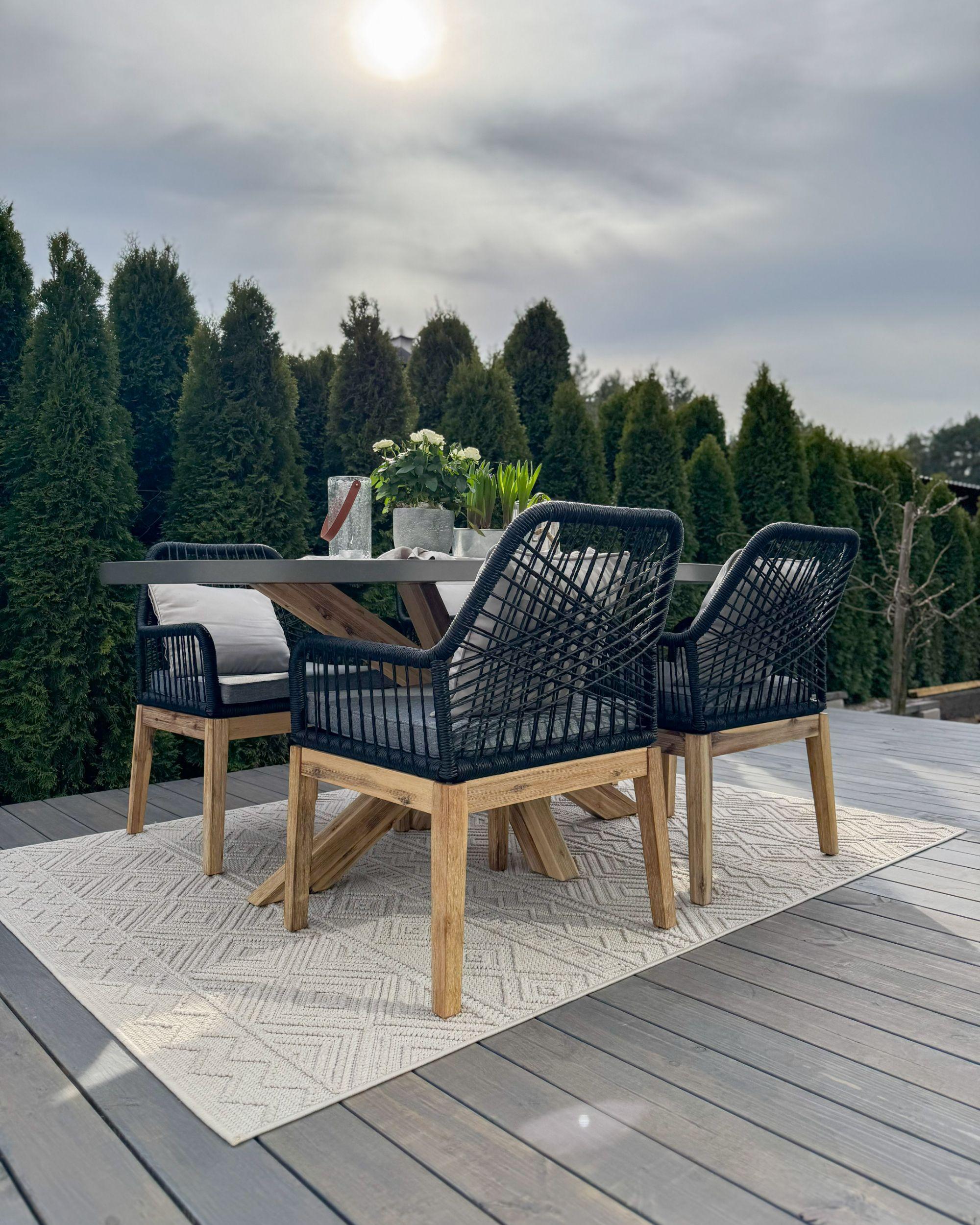 Tuinset 4-zits ORISTANO met kussens Beton Zwart