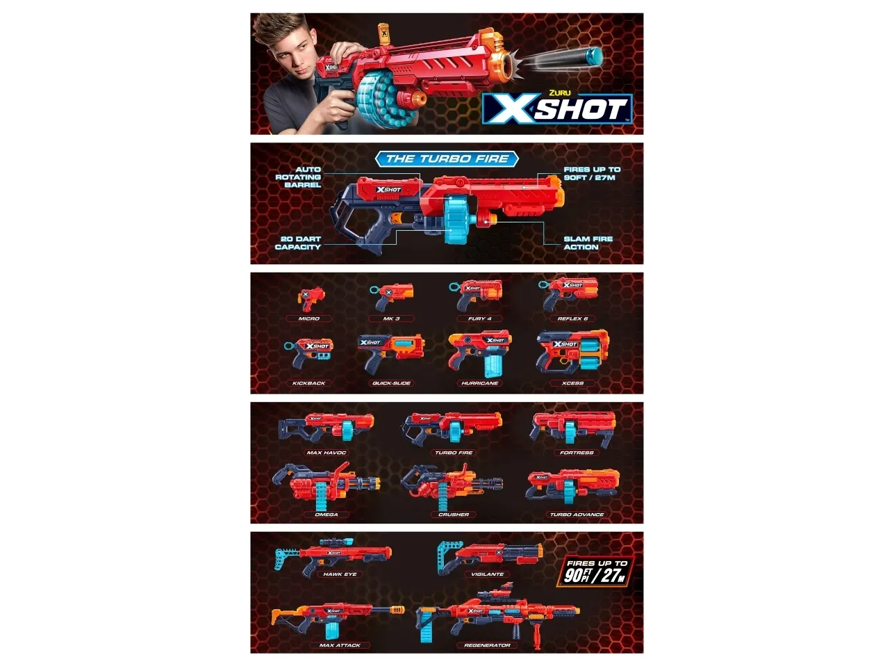 X-Shot Excel Turbo Fire Foam Dart Blaster with Slam Fire