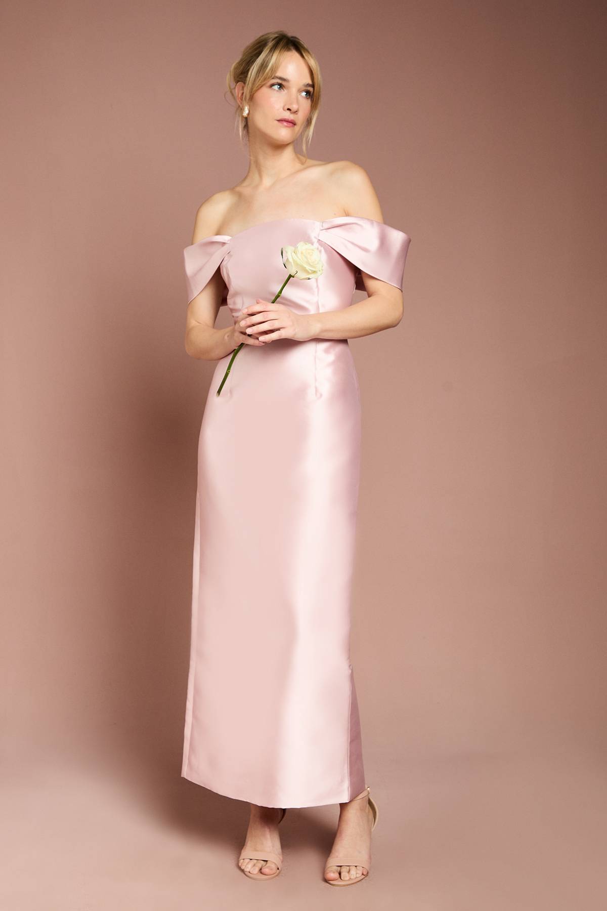 Coast Robe de Demoiselle d'Honneur Coast Honoured Twill Bardot Colonne Mi-Longue