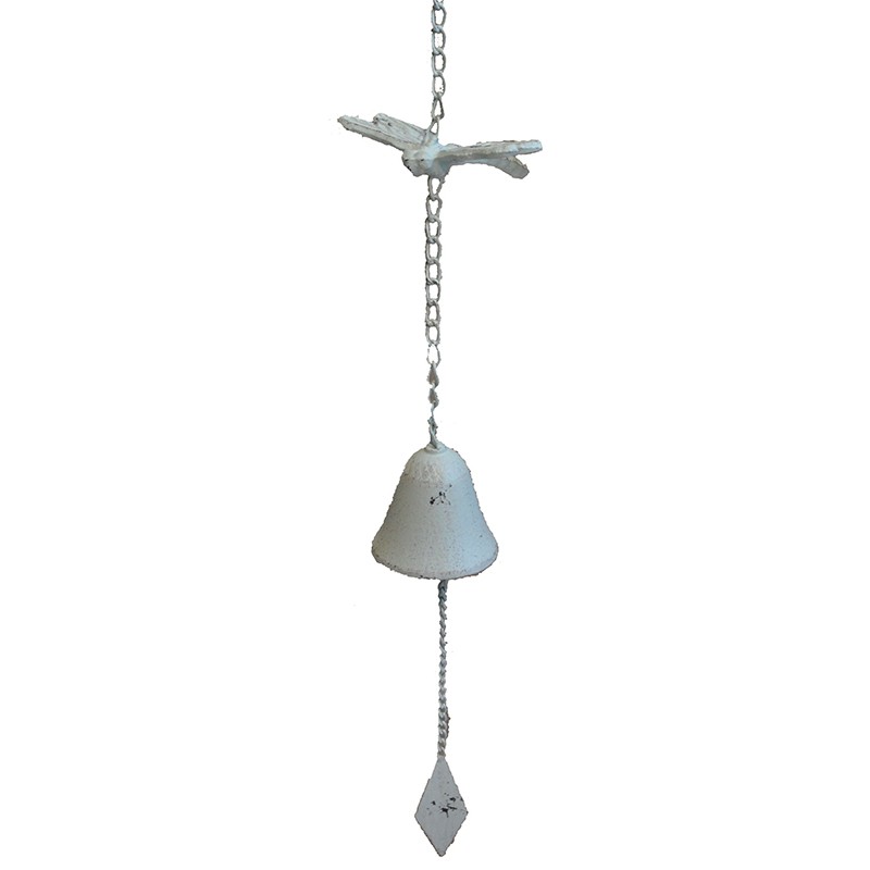 Clochette libellule fer blanc 10x65cm