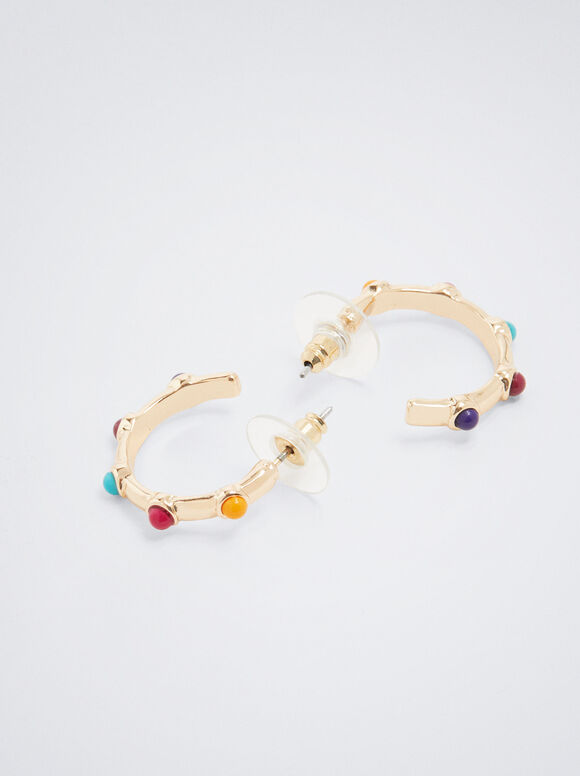 Pendientes Ouro Com Resina - Multicor