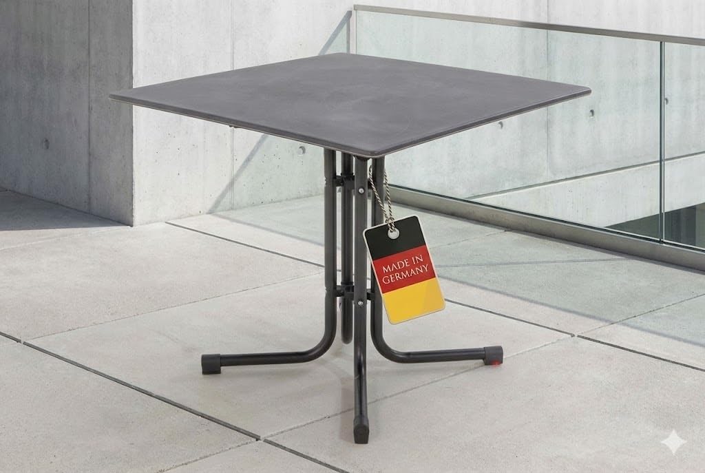 Gardissimo Boulevard Klapptisch HPL Dark Slate 80 x 80 cm, Gartentisch, wetterfest, platzsparend klappbar, mit Niveauausgleich, Schiefer-Optik, anthrazit XE3233359