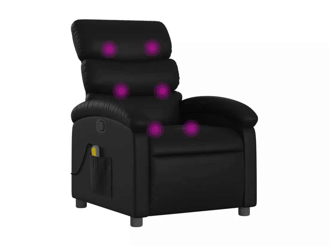 Fauteuil massant inclinable Noir Similicuir