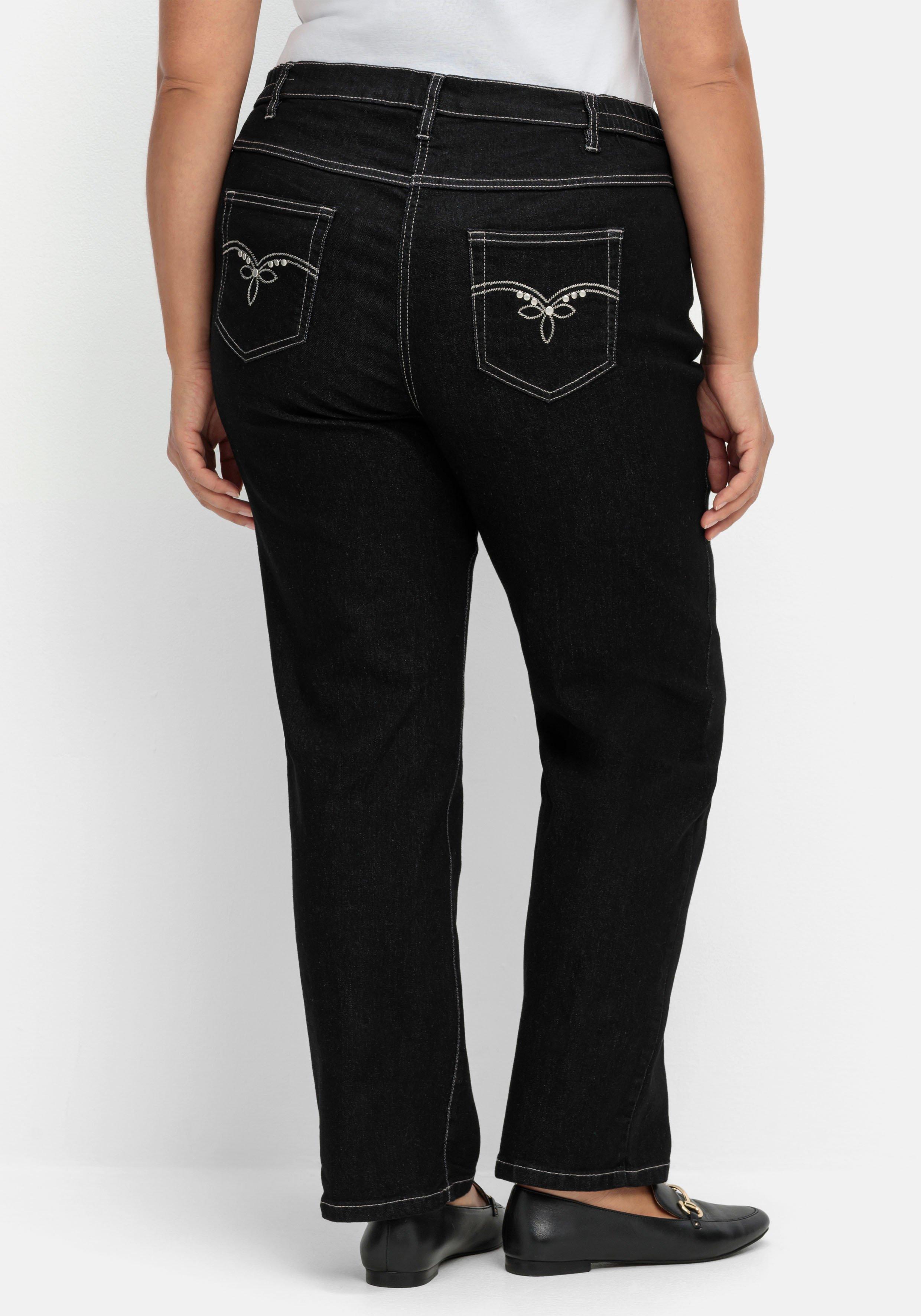 Gerade Jeans mit seitlichem Stretchbund