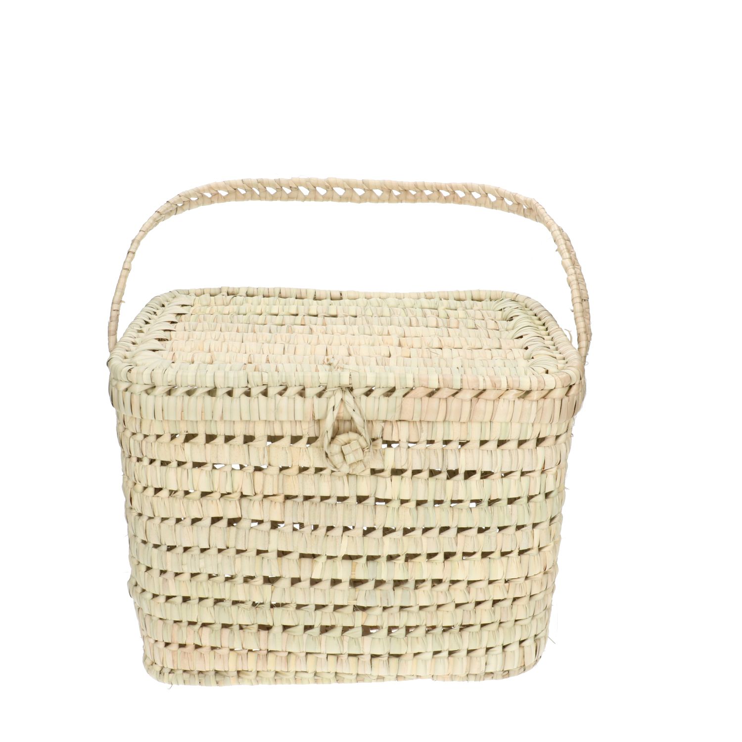 Picknickmand met deksel, palmblad, 27 x 37 x 28 cm