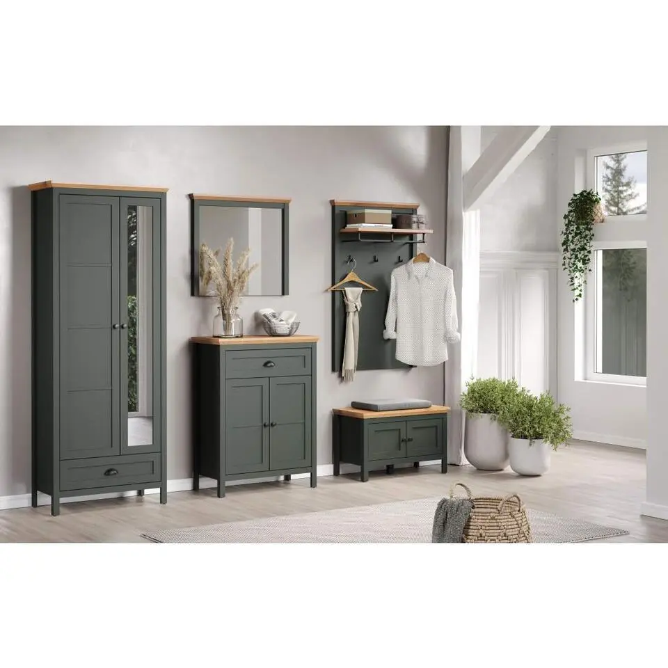 Hioshop Stanton kledingkast groen- eik decor