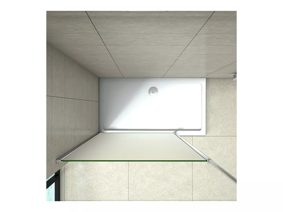 Paroi de douche à l'italienne 100x200cm - 8mm verre trempé sablé - Avec barre de fixation au plafond 203-320cm
