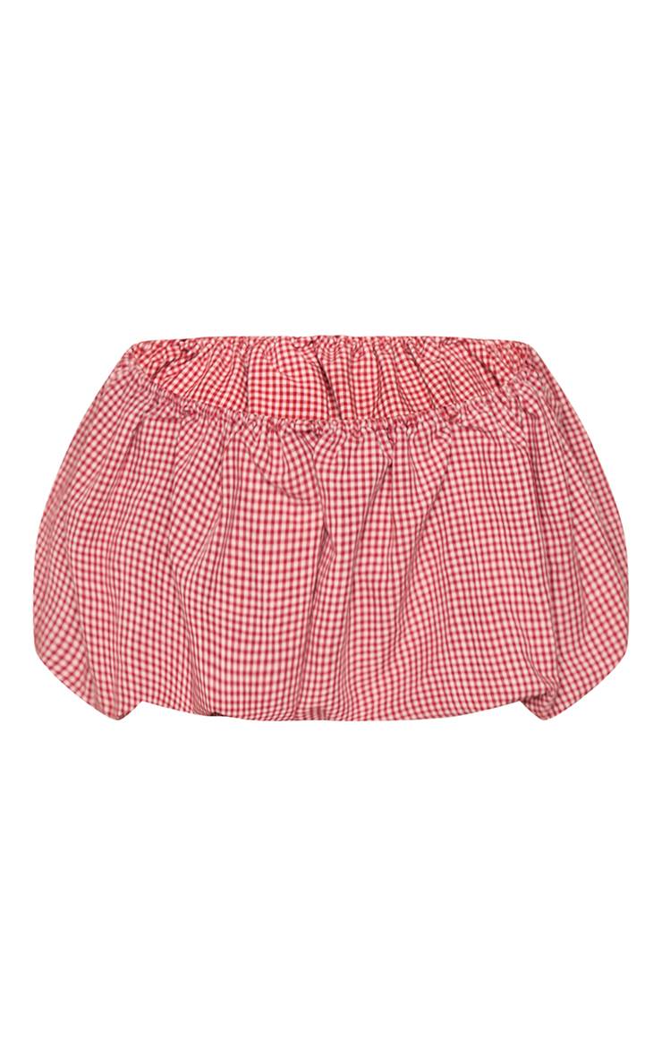 Rouge Ensemble Coordonné Brassière Froncée Vichy
