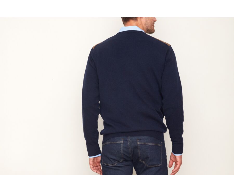 Pull col rond homme laine Bleu marine - CONOW