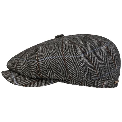 MJM Hatteras Wool Flat Cap, Grey Herringbone, XL