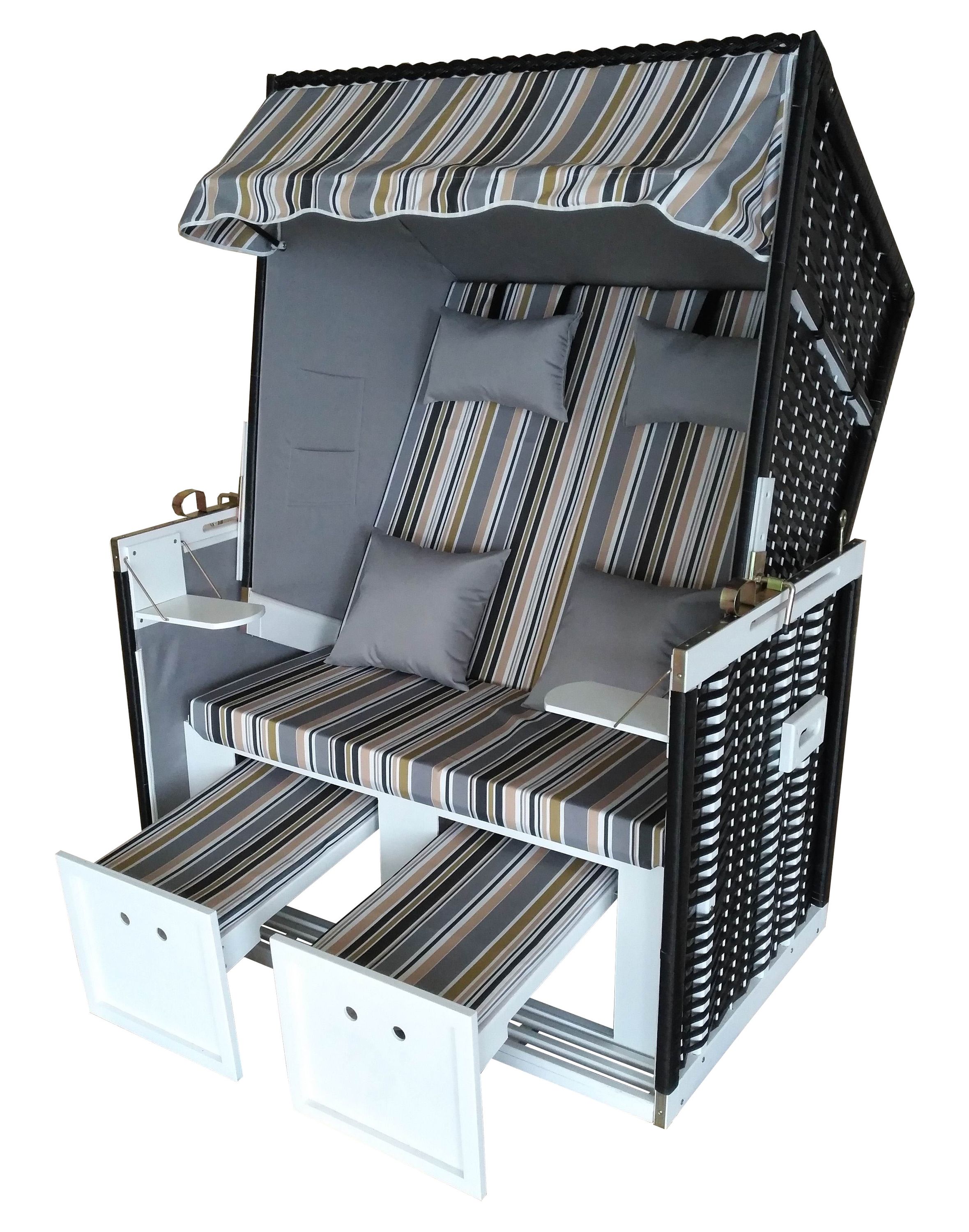 Strandkorb grau/weiss/beige