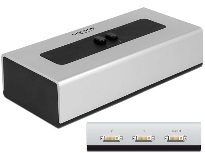 Delock Switchbox DVI 2 Port DVI-I (24 5) Bidirektionaler Umschalter