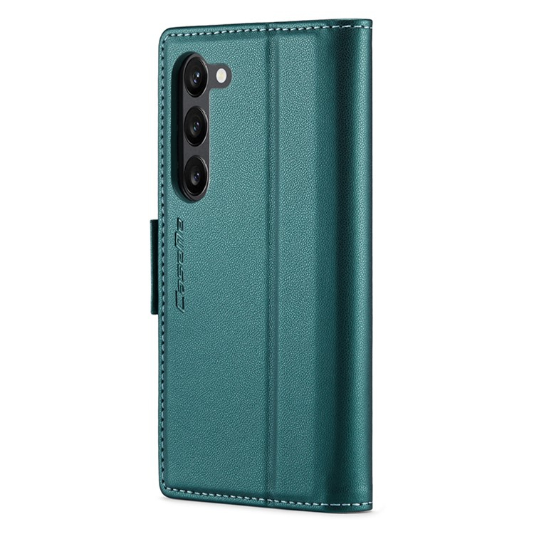 Samsung Galaxy S24  Plus Leder Tasche Flip Wallet Etui mit Kartenfächern Litchi Look (RFID Schutz) - Grün