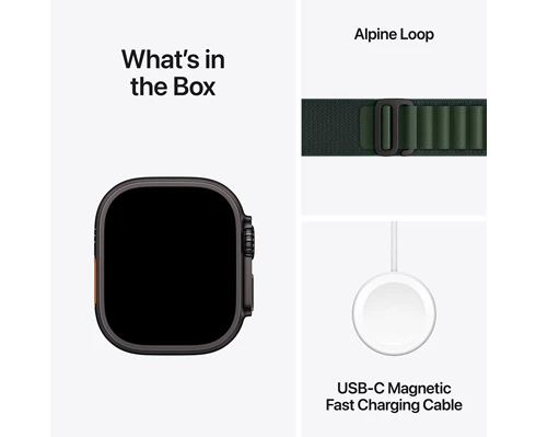 Apple Watch Ultra 2 GPS   Cellular 49mm Black Titanium Case with Dark Green Alpine Loop - Medium