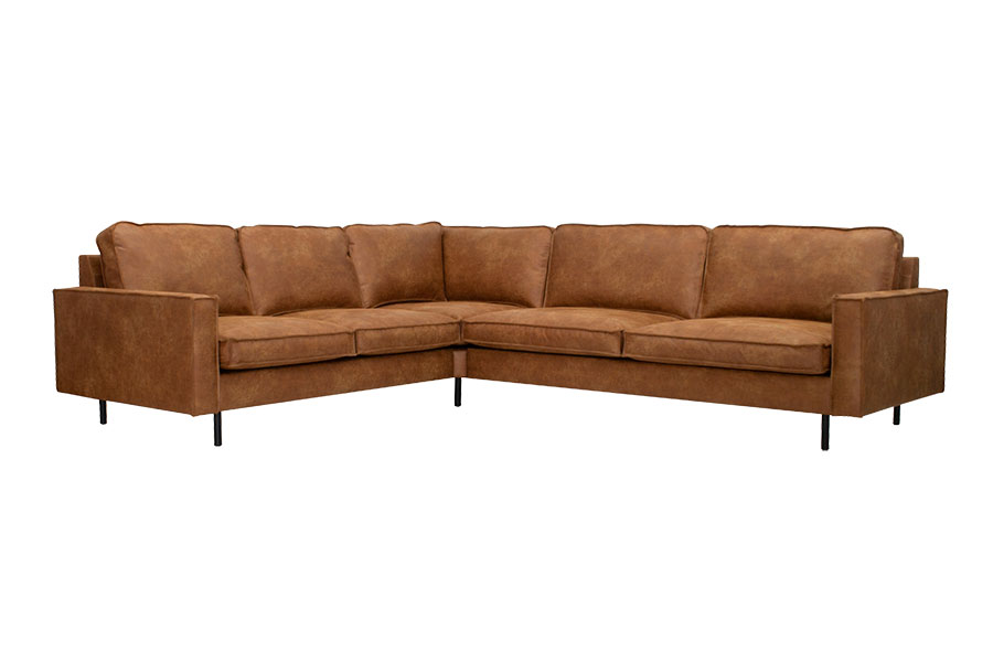 Westin 2 & 3-hjørnesofa I Colorado Cognac (70% hud og 30% polyester) med sorte ben