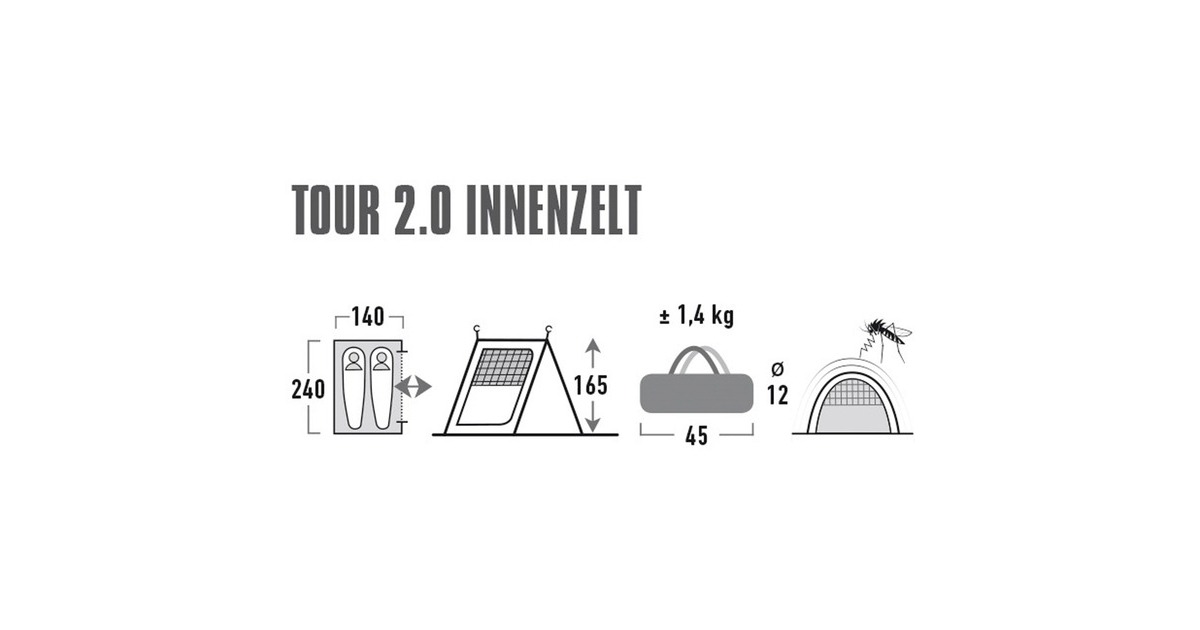 High PeakBinnentent voor Tour 2.0  (Wit/grijs)
