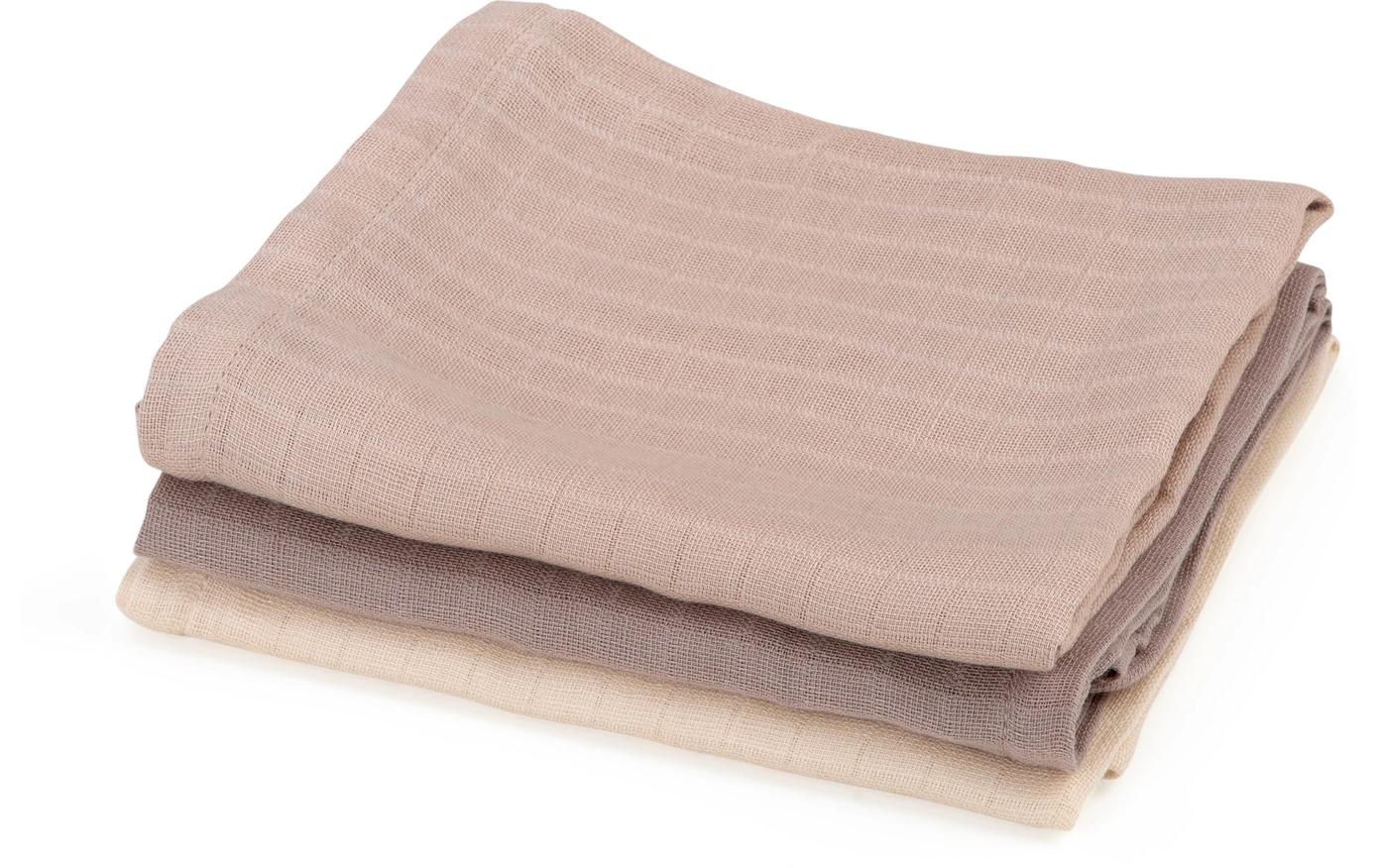 Mulltuch 3er Set Moonlight Beige 75 x 75 cmUltraweiche Spucktücher für Babys