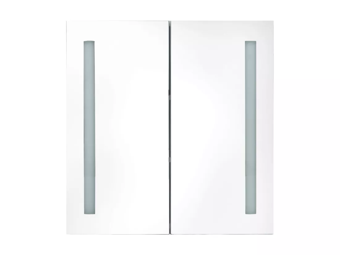 Armoire de salle de bain à miroir LED Gris brillant 62x14x60