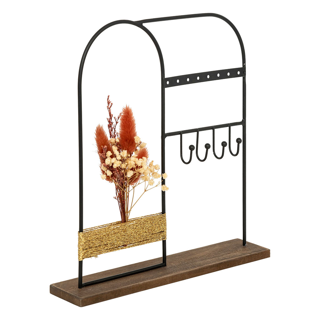 Porte bijoux bois métal H26cm
