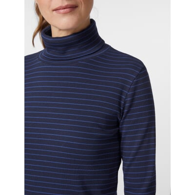 Damen-Rollkragenshirt, Dunkelblau-Azurblau