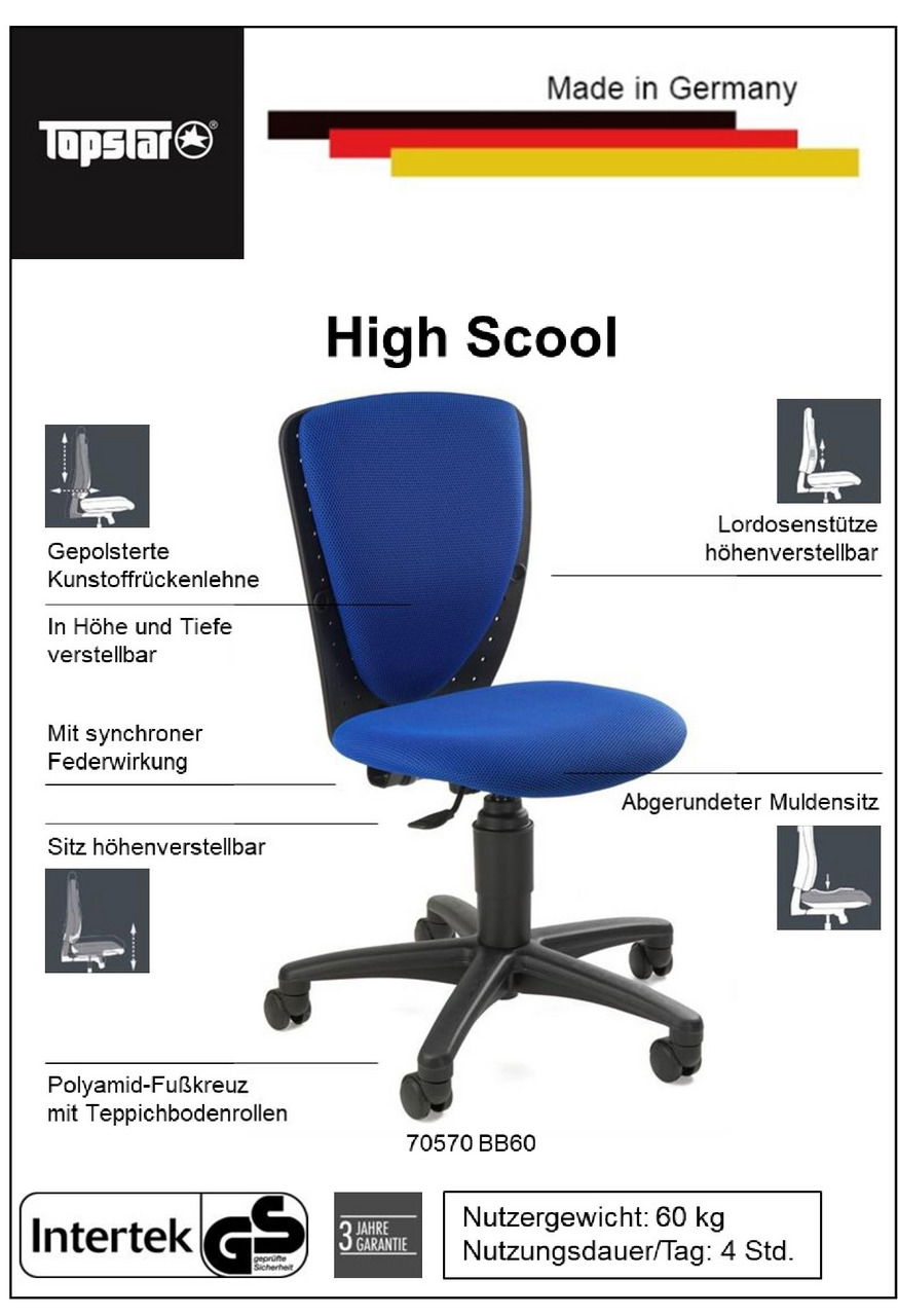 Topstar Kinder- und Jugendstuhl HIGH S´COOL