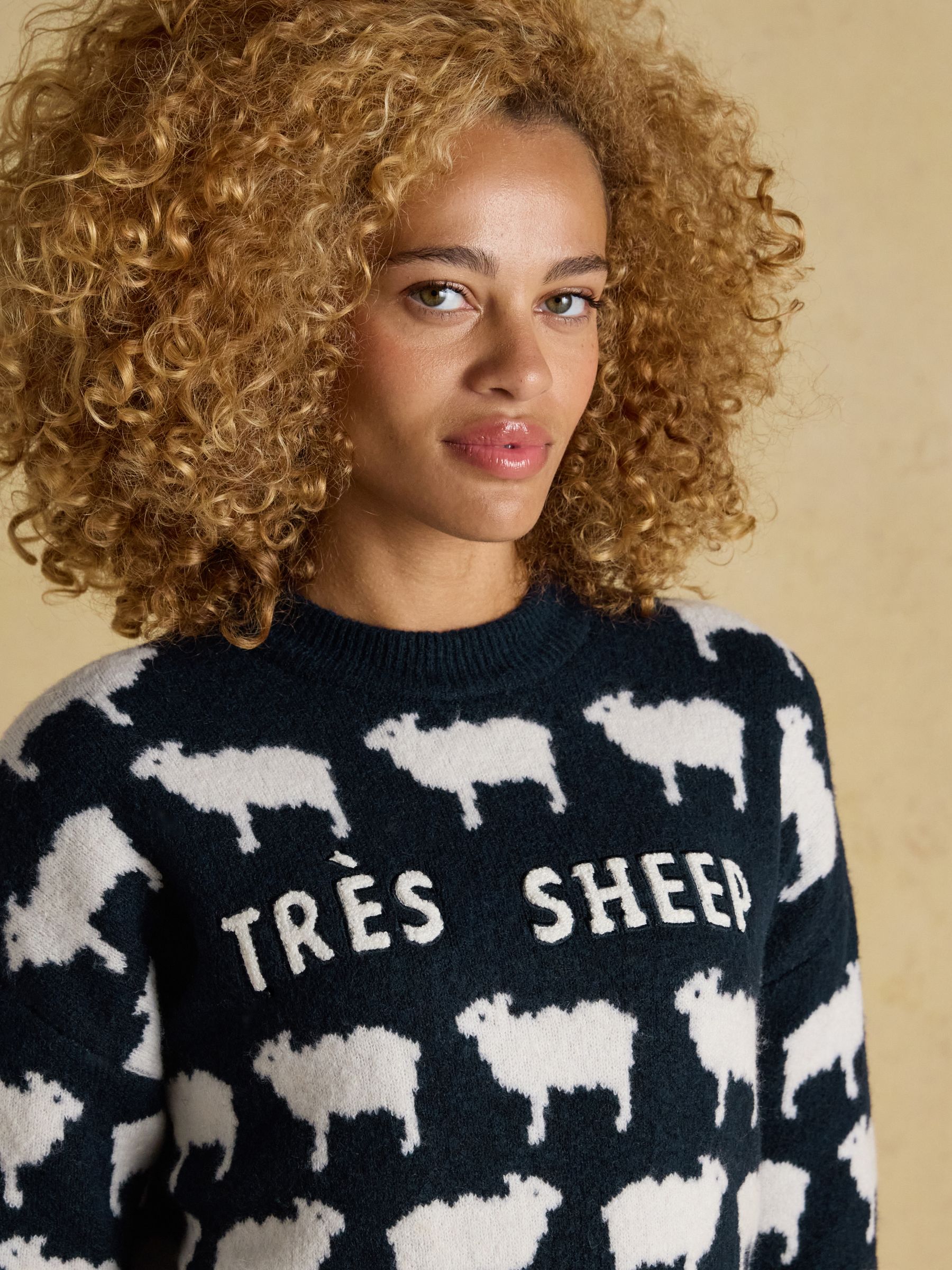 Navy Tres Schapen - Joules Gebreide Trui met Ronde Hals