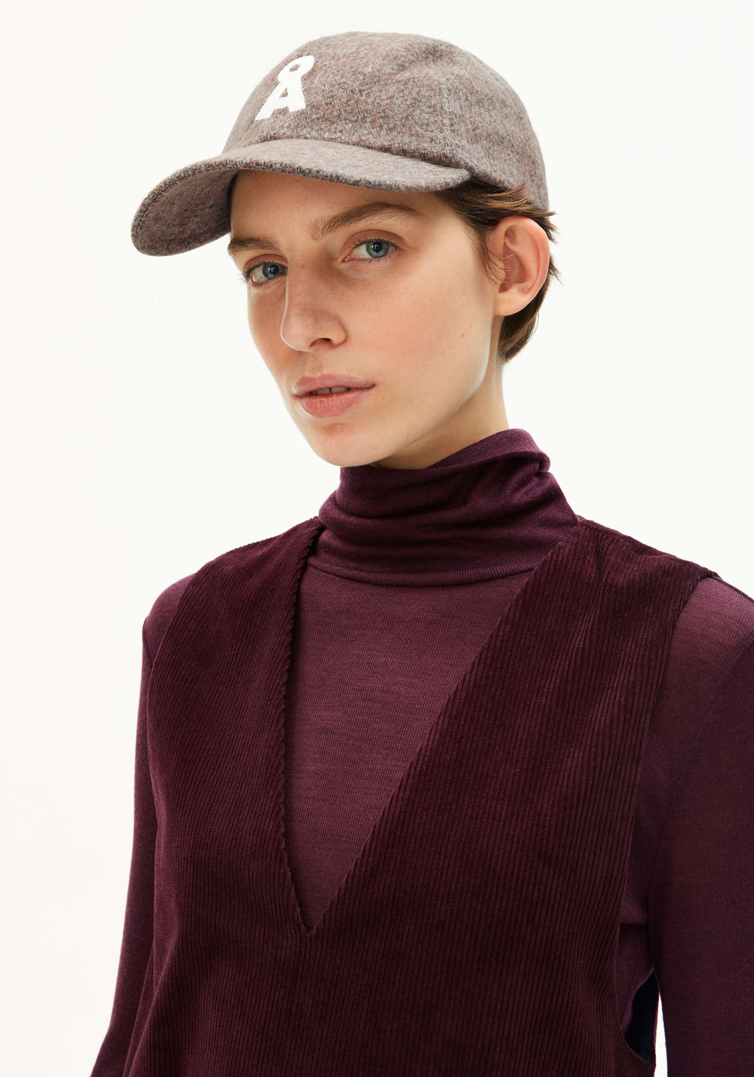 Armedangels Cap Yenaas Tweed Pure-Walnut Cream