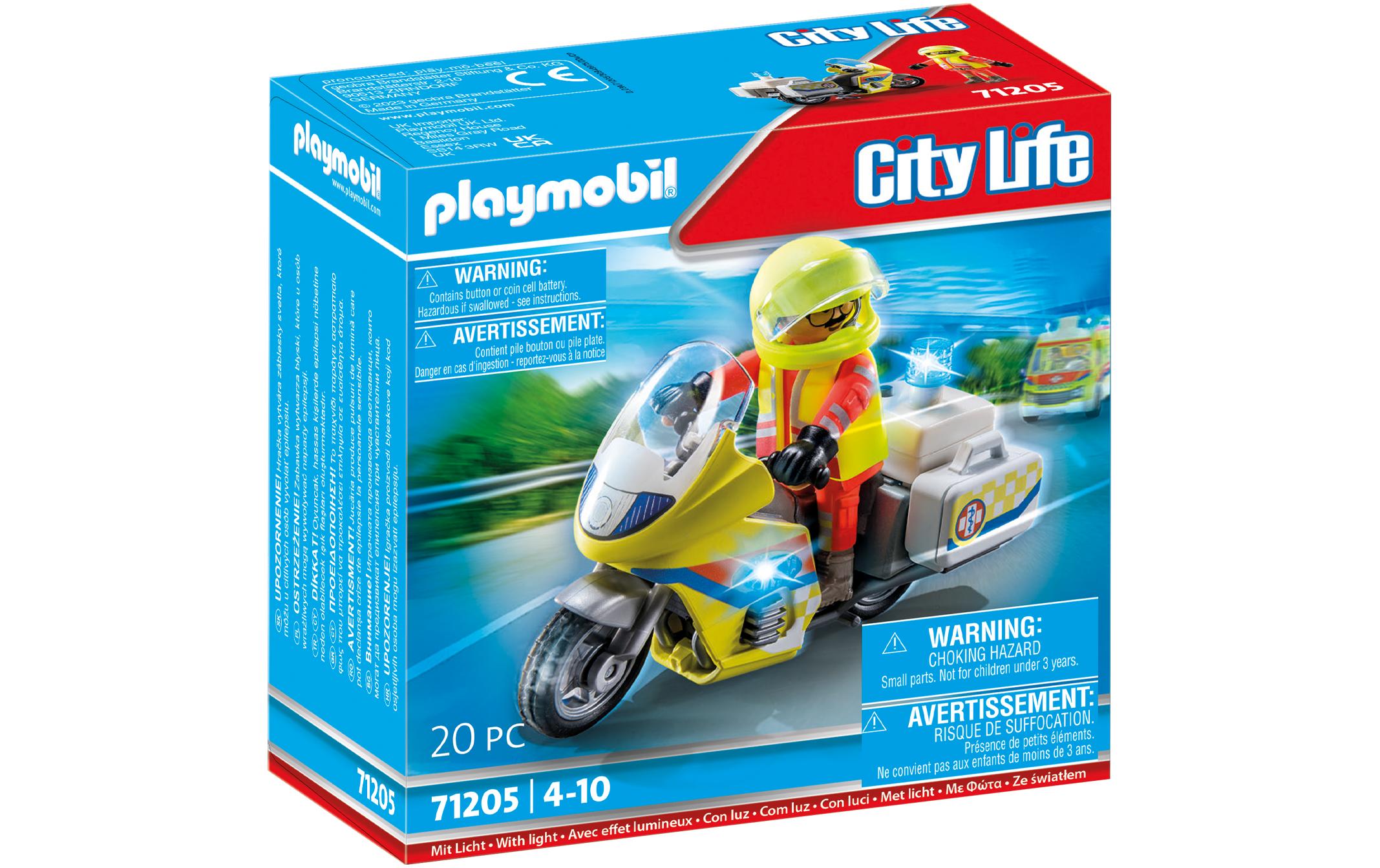 City Life Notarzt-Motorrad mit Blinklicht 71205Rettungshelfer-Spielset