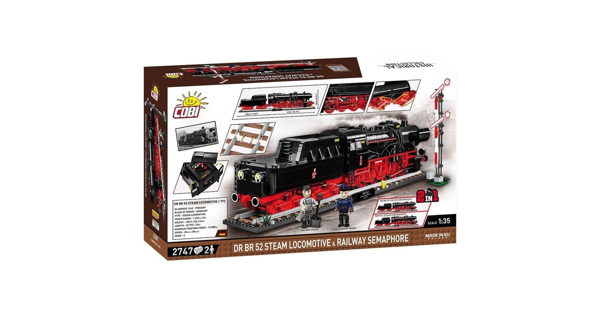 COBIDR BR 52 Steam Locomotive & Railway Semaphore Constructiespeelgoed  (COBI-6287, Schaal 1:35)