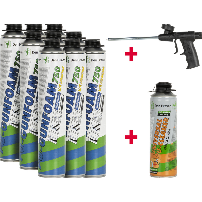 Zwaluw PU-gunfoam starterset pistoolschuim 9x 750ml