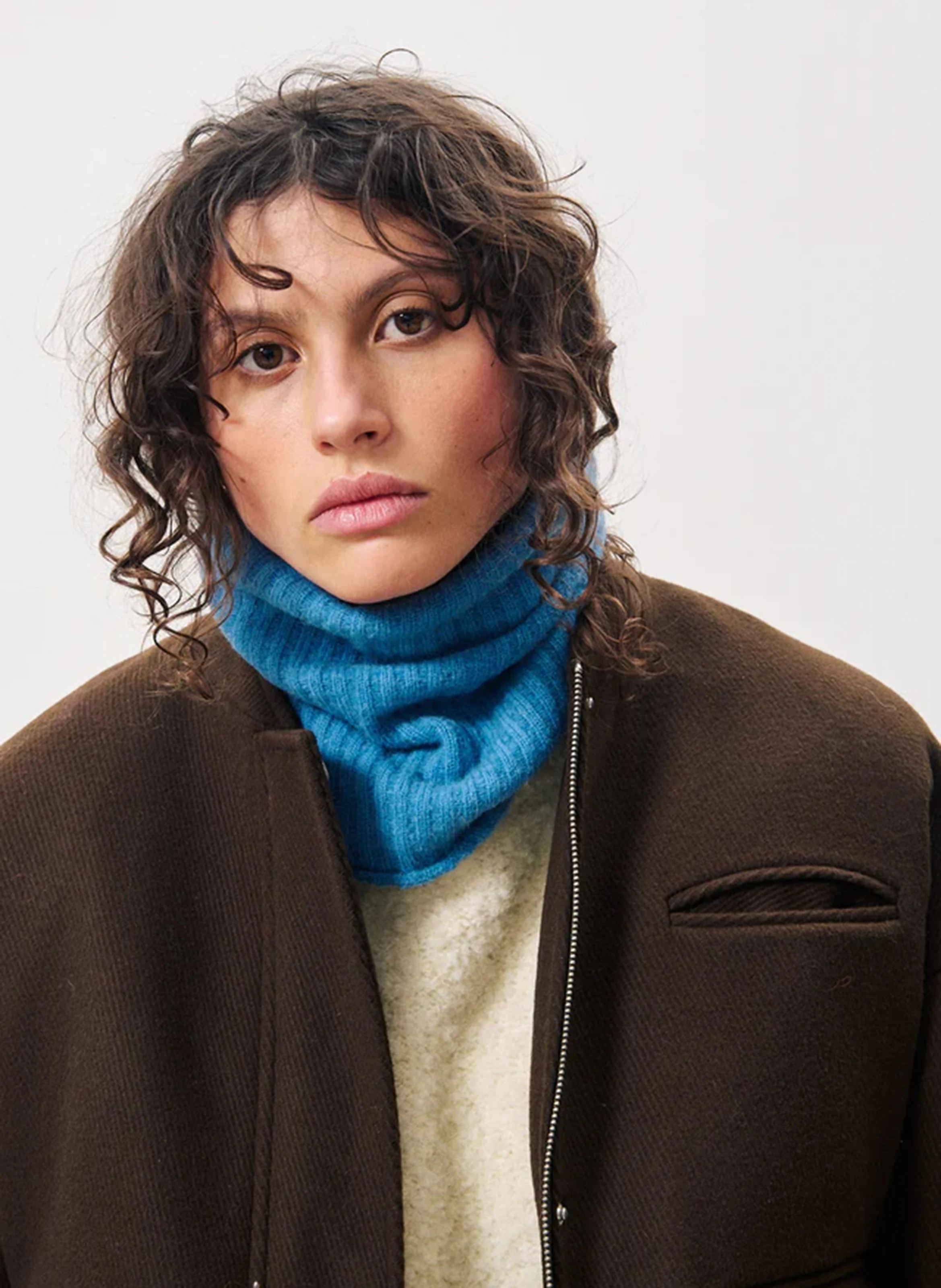ELENNE - Cache-cou maille en laine mélangée | Bleu