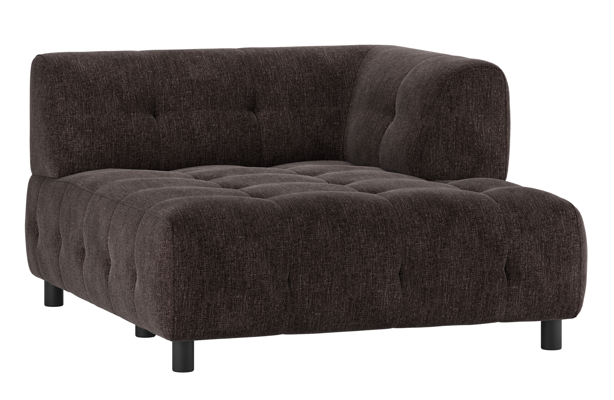WOOOD 1,5-zits chaise longue Louis platweef met arm rechts Louis 1,5-zits chaise longue met arm rechts Platweef - Coffee