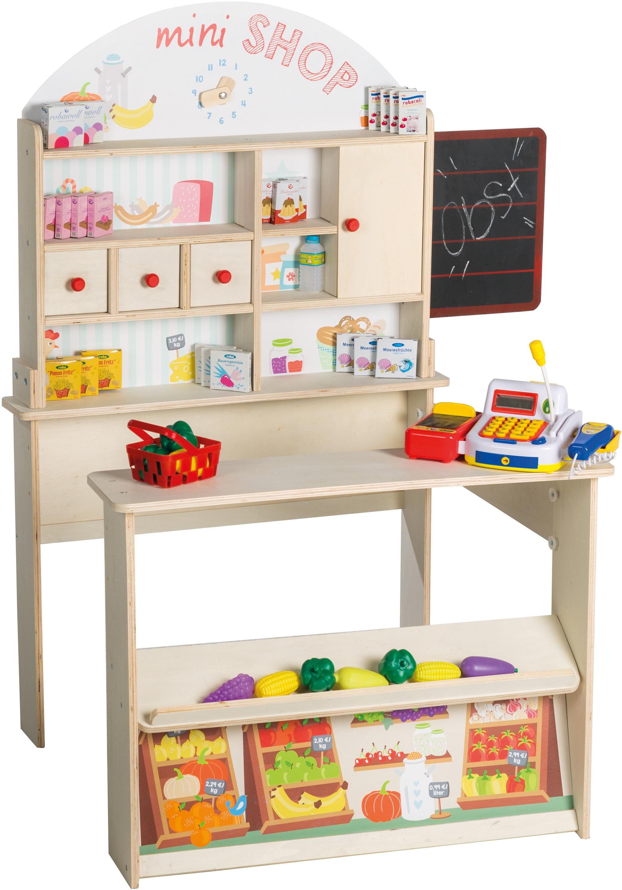 roba® Kaufladen »Minishop, natur« mit Theke und Tafel