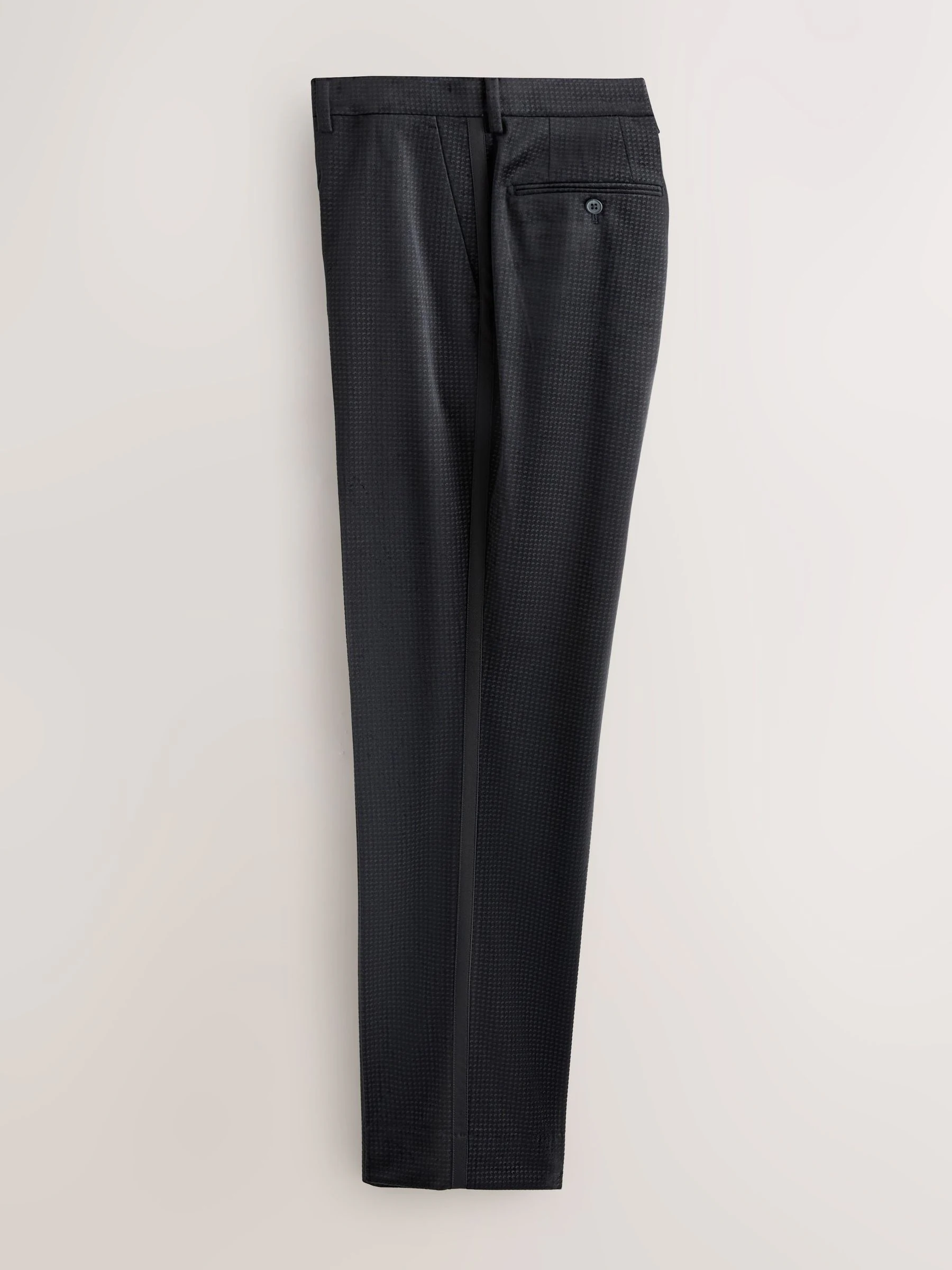 Zwart/goud - Slim Fit Velvet Printed Tuxedo Trousers With Side Tape Detail