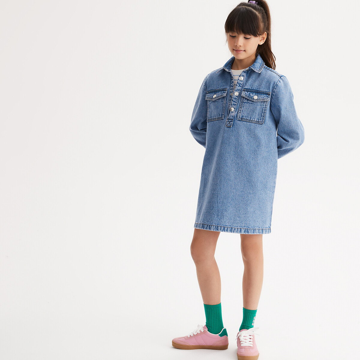COLEÇÕES LA REDOUTE<br>Vestido jeans de manga comprida
