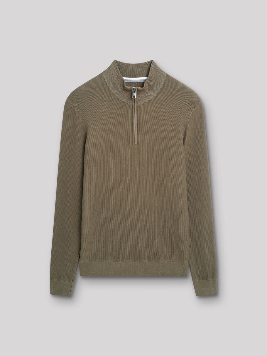 Pull col cheminée zippé en viscose bio