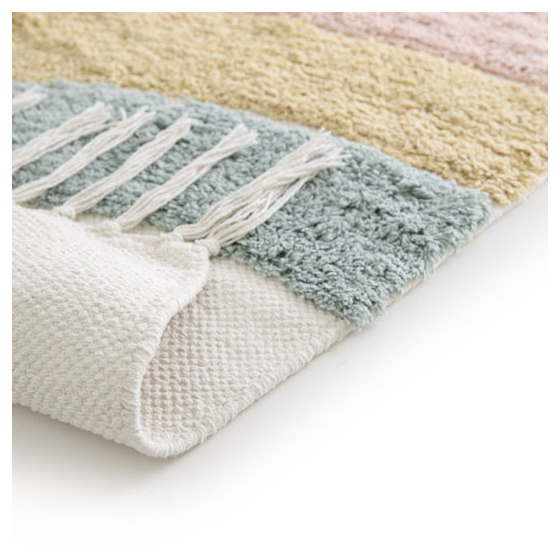 Tapis chambre d'enfant - arc en ciel - beige et pastel - 75 x 150 cm