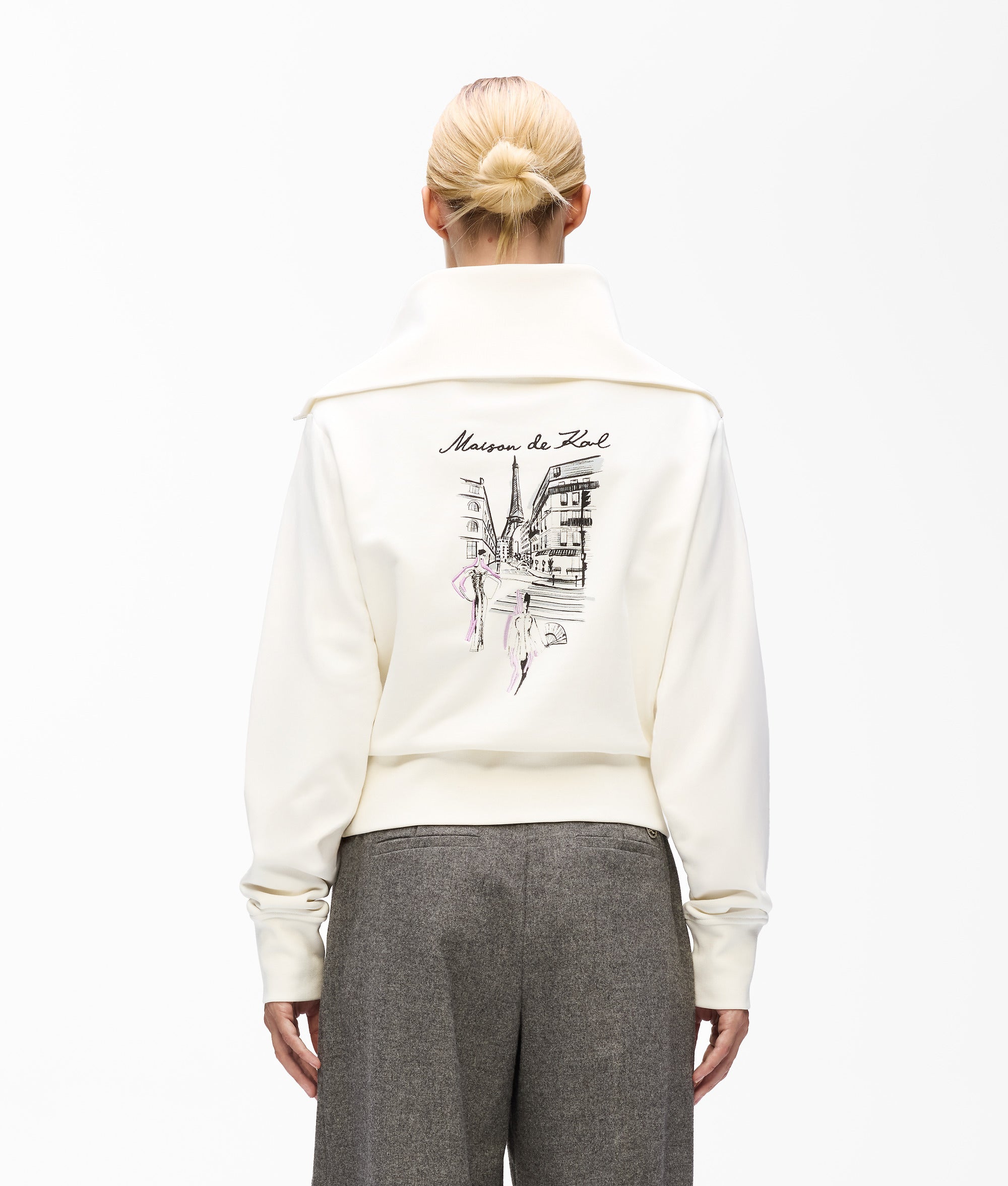 Sweatshirt met schets van Parijs en korte rits