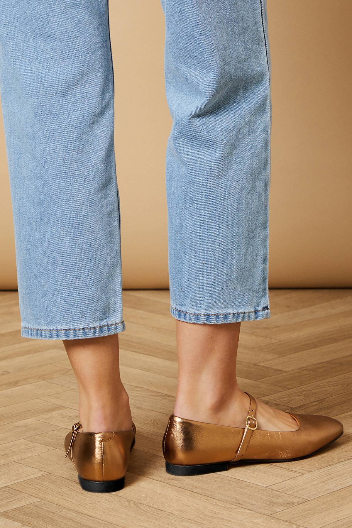 Oasis Ballerines Belle en Cuir Véritable Mary Jane à Bout Carré